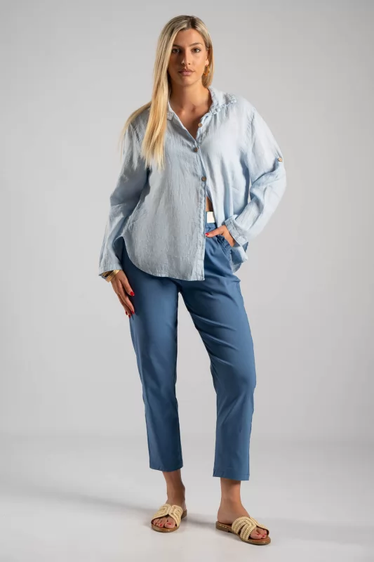 Trousers Solid Color Volant Pockets
