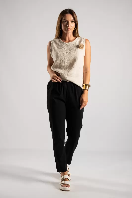 Trousers Solid Color Volant Pockets