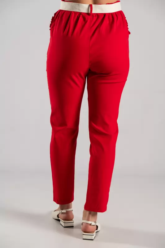 Trousers Solid Color Volant Pockets