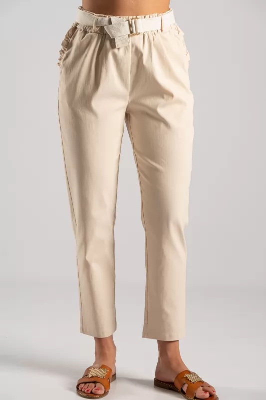 Trousers Solid Color Volant Pockets