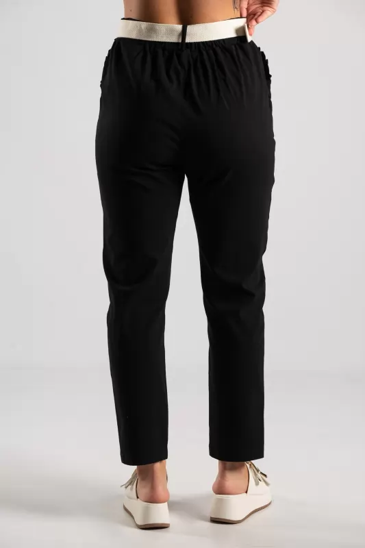 Trousers Solid Color Volant Pockets