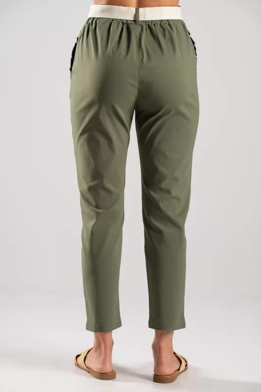 Trousers Solid Color Volant Pockets