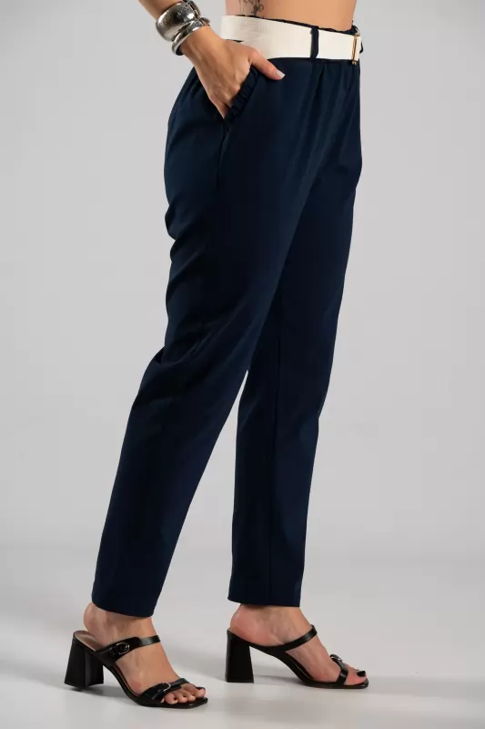 Trousers Solid Color Volant Pockets