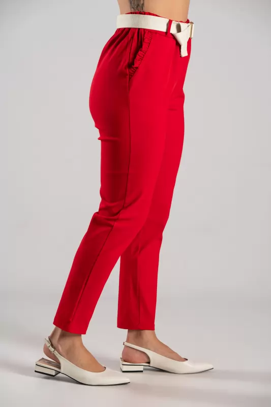 Trousers Solid Color Volant Pockets