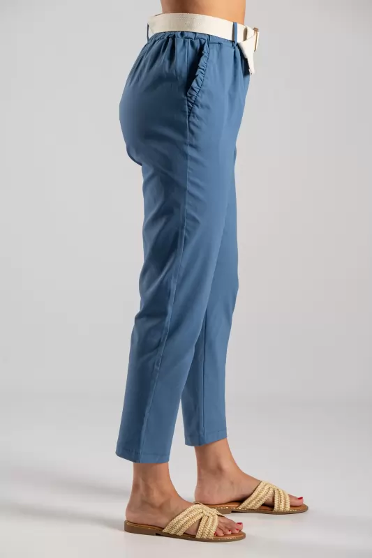Trousers Solid Color Volant Pockets