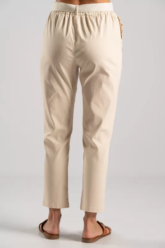 Trousers Solid Color Volant Pockets