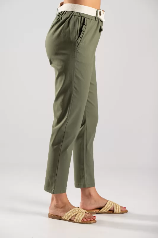 Trousers Solid Color Volant Pockets