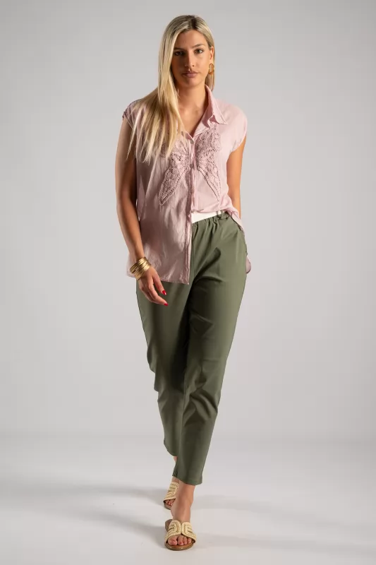 Trousers Solid Color Volant Pockets