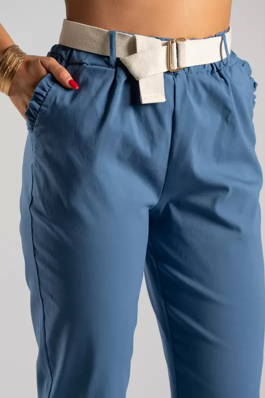 Trousers Solid Color Volant Pockets