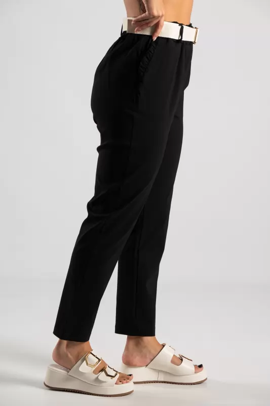 Trousers Solid Color Volant Pockets