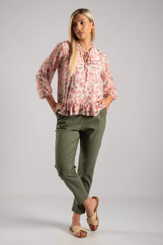 Trousers Solid Color Volant Pockets