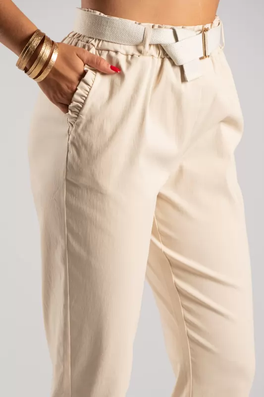 Trousers Solid Color Volant Pockets