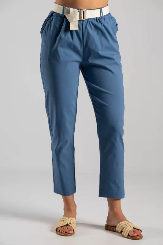 Trousers Solid Color Volant Pockets