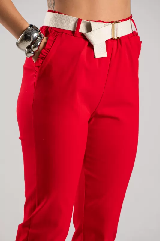 Trousers Solid Color Volant Pockets