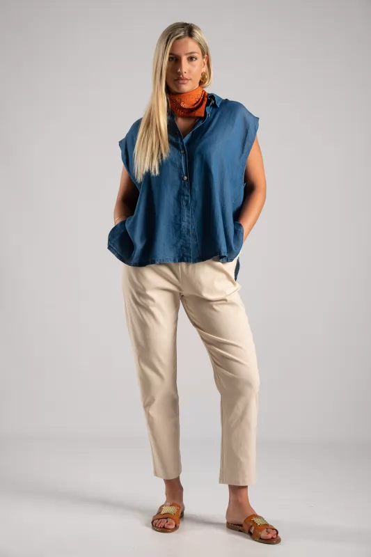 Trousers Solid Color Volant Pockets