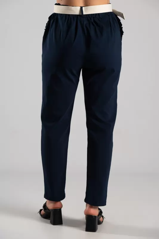 Trousers Solid Color Volant Pockets