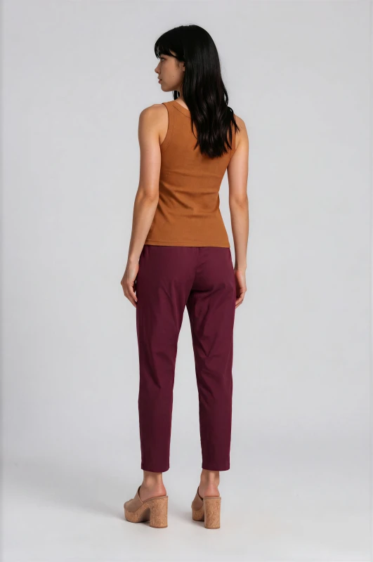 Pants Pleated Solid-Color Belt 