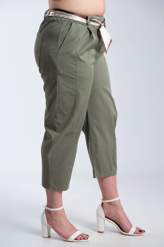 Relaxed Fit Pants Decorative Belt