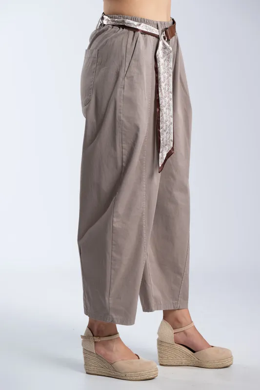 Relaxed Fit Pants Decorative Belt