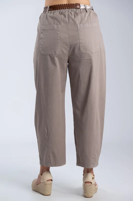 Relaxed Fit Pants Decorative Belt