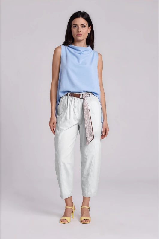 Relaxed Fit Pants Decorative Belt