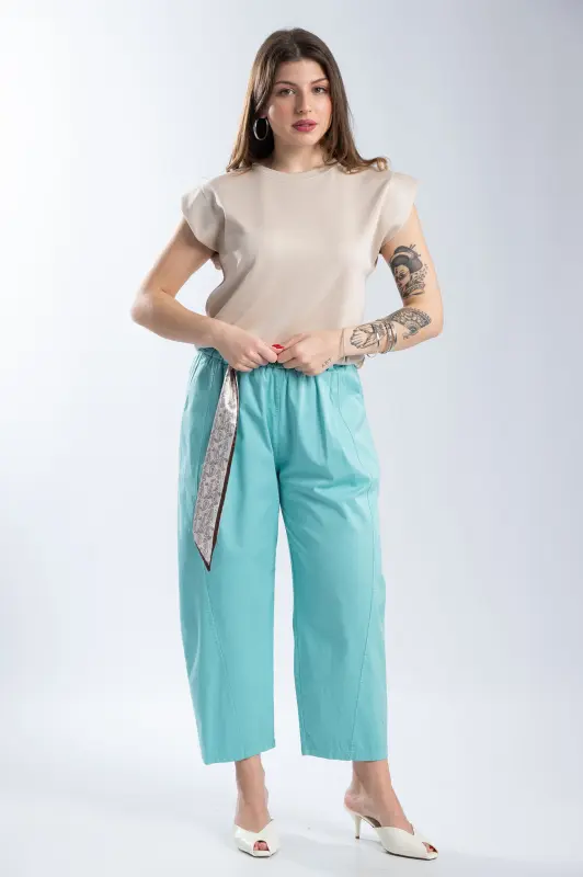 Relaxed Fit Pants Decorative Belt