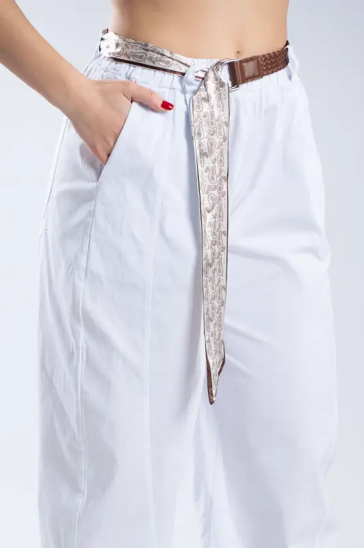 Relaxed Fit Pants Decorative Belt