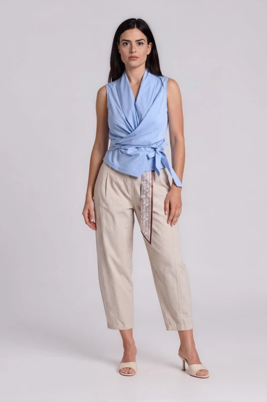 Relaxed Fit Pants Decorative Belt