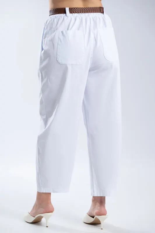 Relaxed Fit Pants Decorative Belt