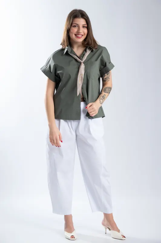 Relaxed Fit Pants Decorative Belt