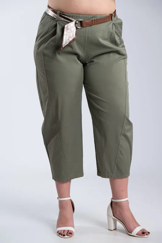 Relaxed Fit Pants Decorative Belt