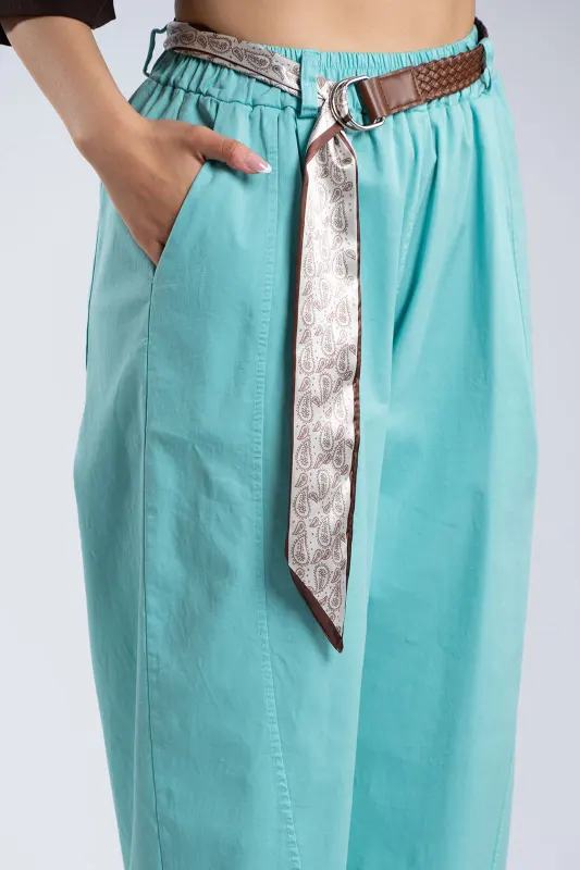 Relaxed Fit Pants Decorative Belt