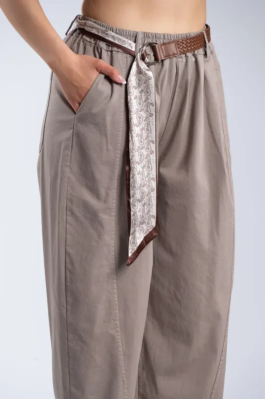 Relaxed Fit Pants Decorative Belt