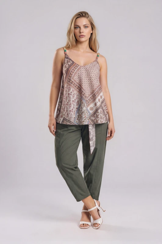Relaxed Fit Pants Decorative Belt