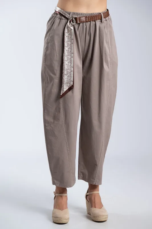 Relaxed Fit Pants Decorative Belt