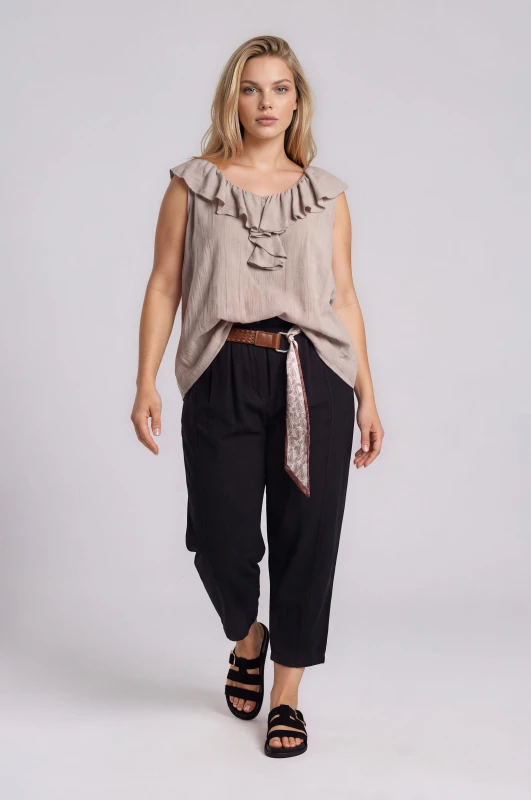 Relaxed Fit Pants Decorative Belt