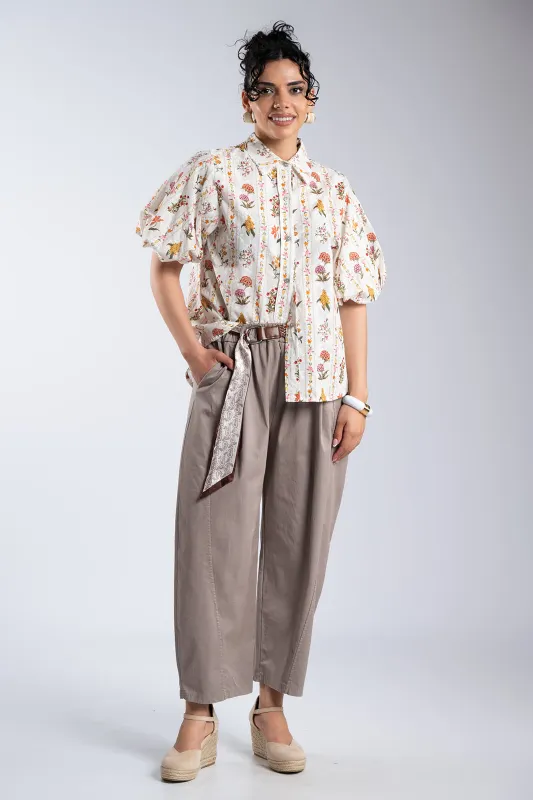 Relaxed Fit Pants Decorative Belt