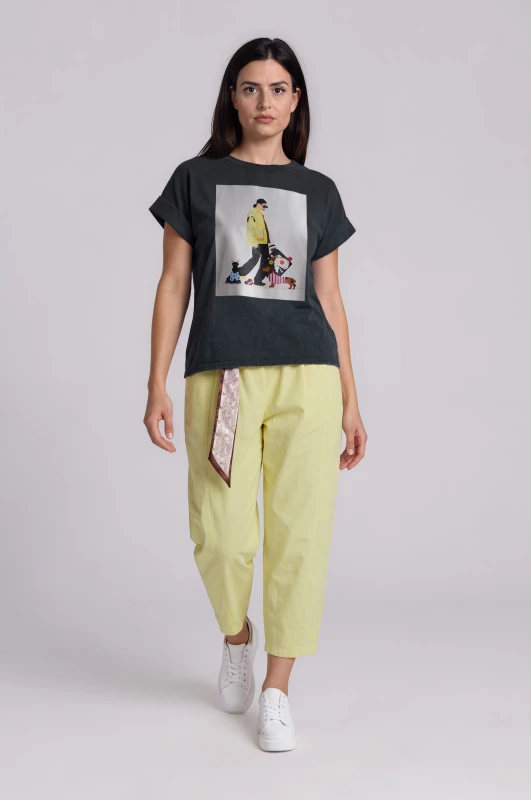 Relaxed Fit Pants Decorative Belt