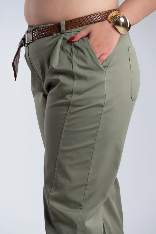 Relaxed Fit Pants Decorative Belt