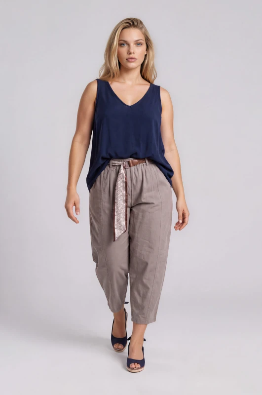 Relaxed Fit Pants Decorative Belt
