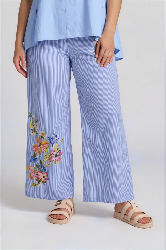 Παντελόνι Ριγέ Βαμβακερό Floral