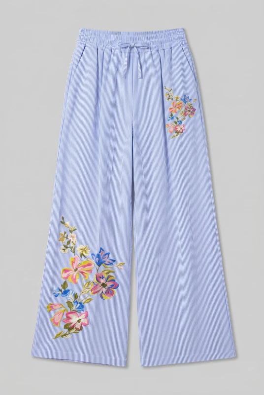 Παντελόνι Ριγέ Βαμβακερό Floral