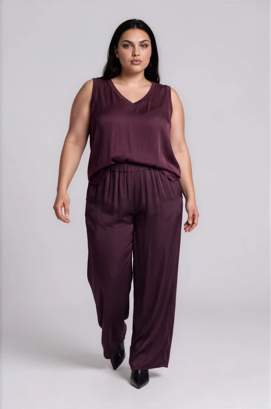 Pants Satin with an Elastic Waistband