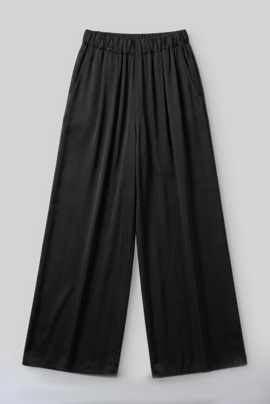 Pants Satin with an Elastic Waistband