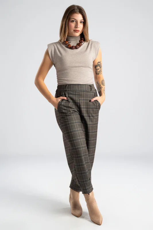 Παντελόνι Slouchy Καρό Λάστιχο