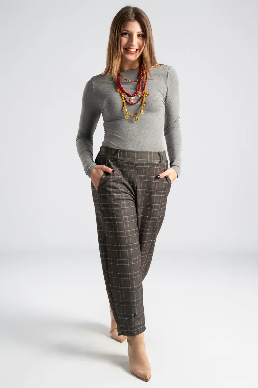 Παντελόνι Slouchy Καρό Λάστιχο