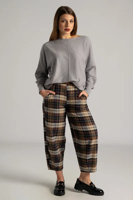 Slouchy Checkered Belted Pants