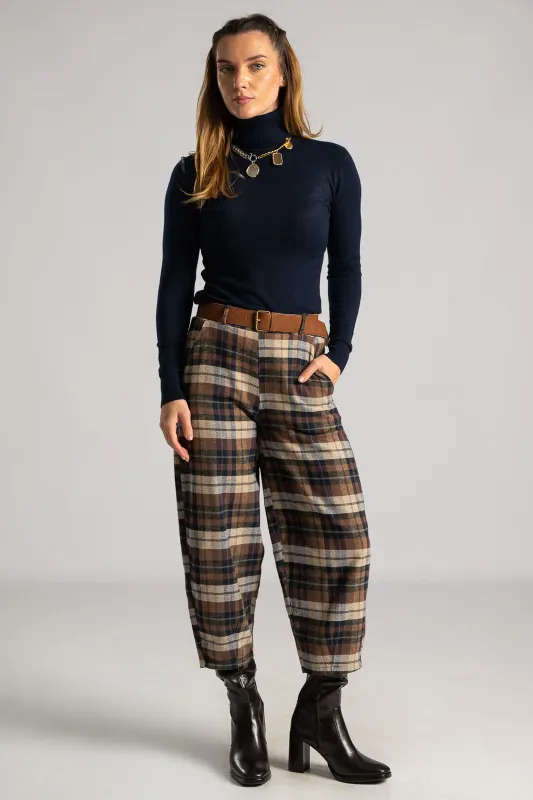 Slouchy Checkered Belted Pants