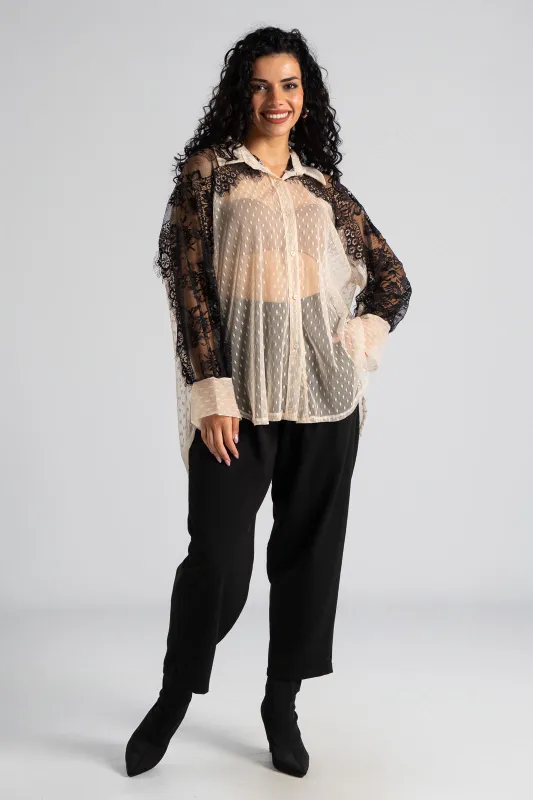 Παντελόνι Slouchy Κουμπί Πιέτες