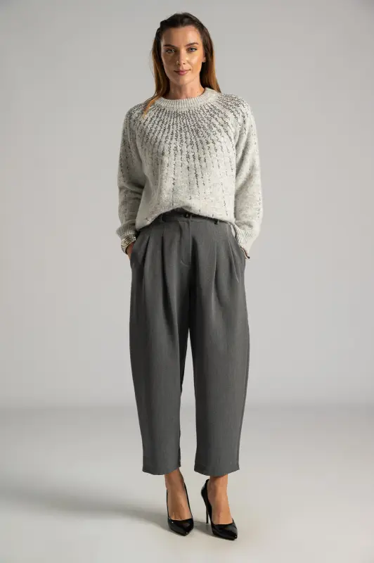 Pants Slouchy Button Pleat 